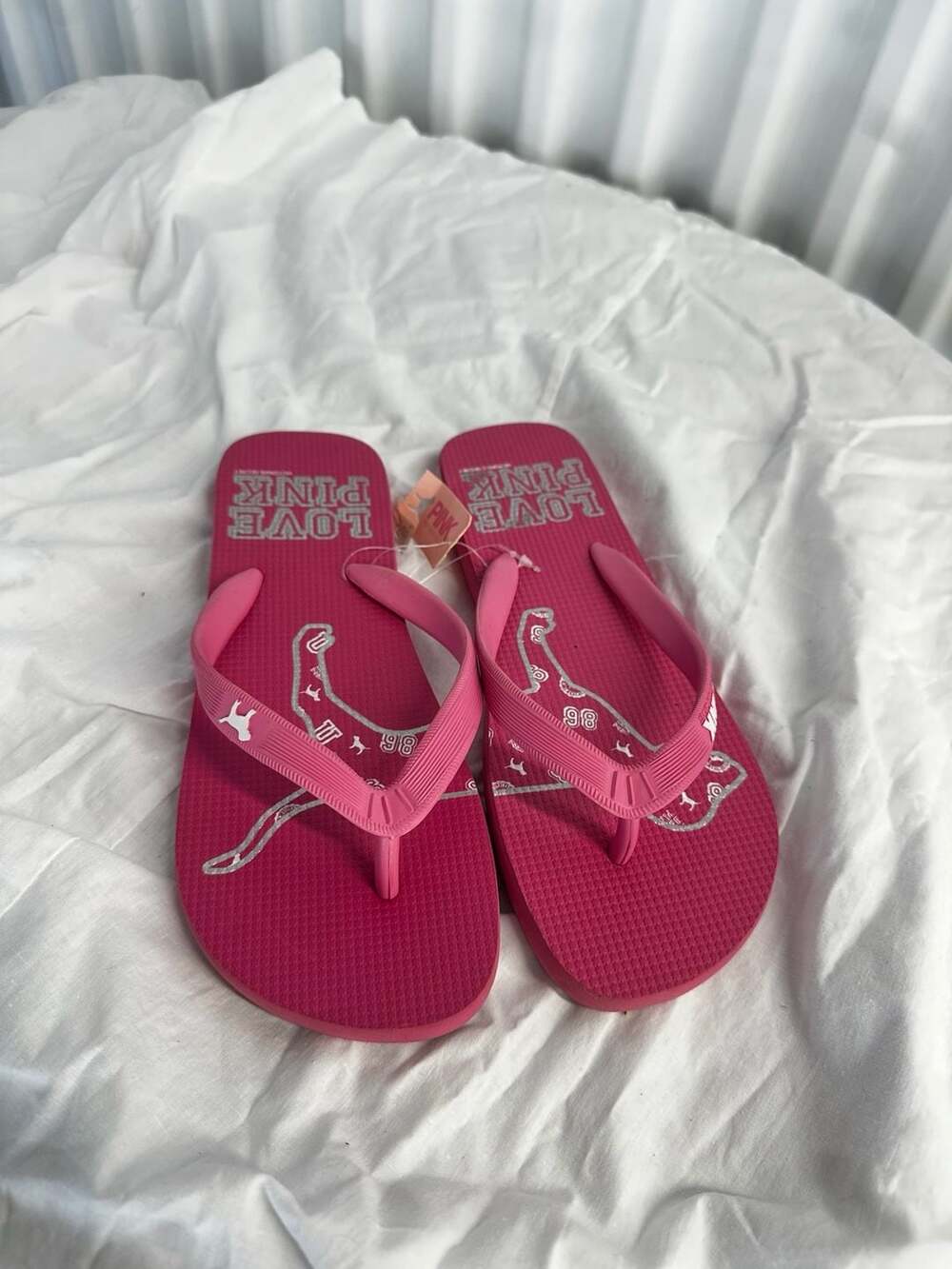 Y2K Victoria's Secret PINK Love Pink Flip Flops Sandals Size M